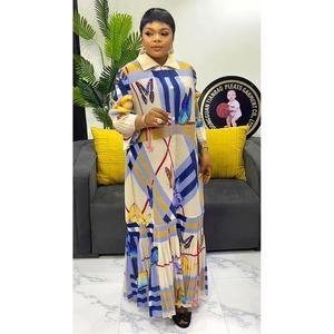 라펠 플리츠 원피스 ANLAN 여성 패션 프린트 싱글 브레스트 우아한 가디건 드레스 스타일 9AN0518 싱글 사이즈 AS-2_이미지