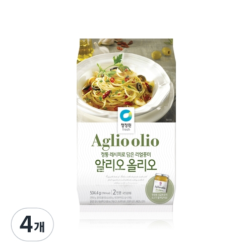 대상 청정원 간식 4대천왕 돈까스 치킨 피자 파스타 4봉-알리오올리오 오일파스타 504.4g 4봉
