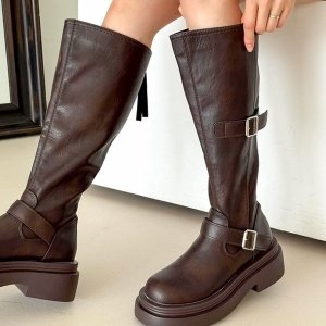  플로리다스튜디오 에브리데이 레체 플랫폼 버클 롱부츠 ED2548