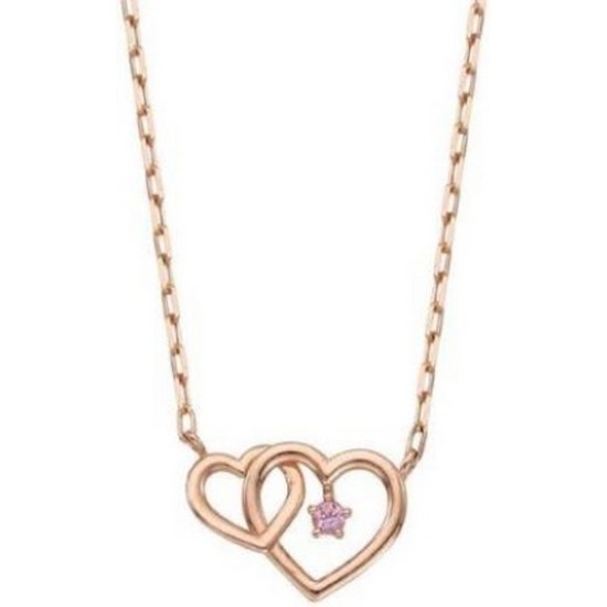 14K 더블 하트 핑크사파이어 목걸이 LNN20058G