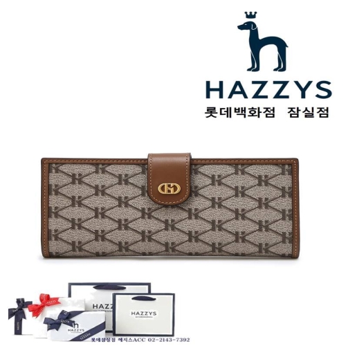 헤지스 H장식 브라운 시그니처 패턴 가죽 슬림 장지갑_HIWA5E840W1_이미지