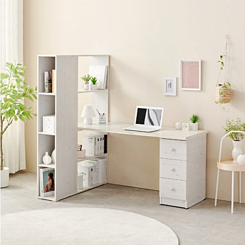 히트디자인 C3451 4단 책장 H형 책상 (1500x580)_이미지