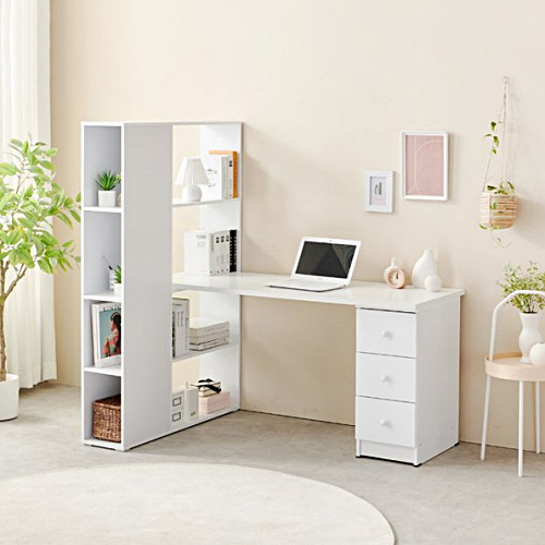히트디자인 C3451 4단 책장 H형 책상 (1500x580)_이미지