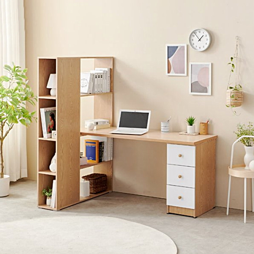 히트디자인 C3451 4단 책장 H형 책상 (1500x580)_이미지