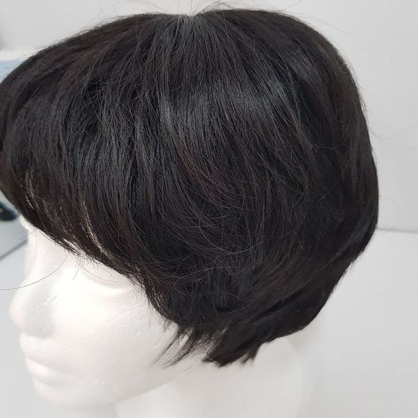 107AQU30 중장년 가발 노인용 통가발 자연스러운 짧은머리