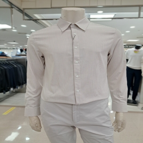 바쏘옴므 딥베이지 면혼방스판 도트캐쥬얼긴팔셔츠 WSZ3TD20ADE_이미지