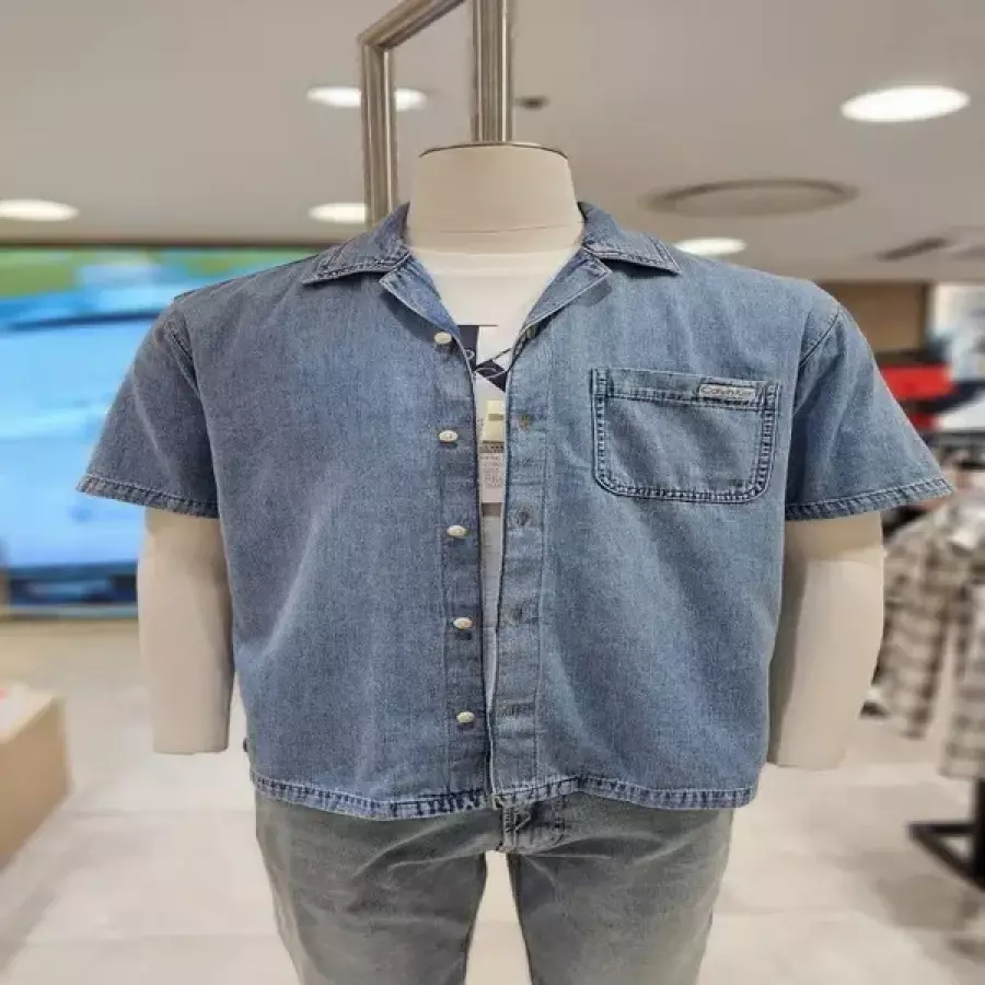 진 4LG715G-3A5_GJW 진 남성 기본셔츠 진 데일리 레트로워시 클래식핏 데님 반팔 셔츠