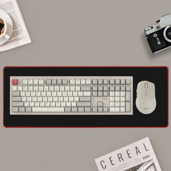 지클릭커 OFFICEPRO WMK50 사일런스 M RGB 무소음 방수 무선 블루투스 108 키보드 마우스 세트 WITH PAD Retro Cappuccino_이미지