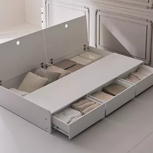 동서가구 미휴컴포트 편백 수납 LED침대 SS (양면본넬)_이미지