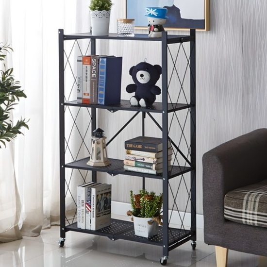  코믈리 원터치 다용도 4단 접이식 간편폴딩 철제선반 710