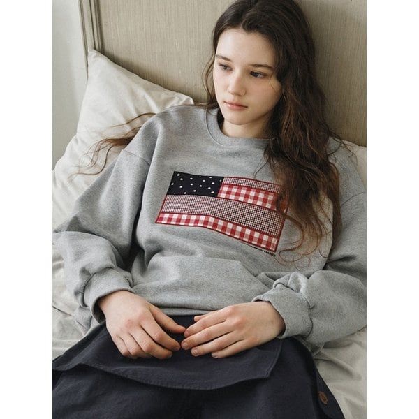 ����� ���ƽý� W/Flag Applique Sweatshirt_MELANGE GRAY W26TP09