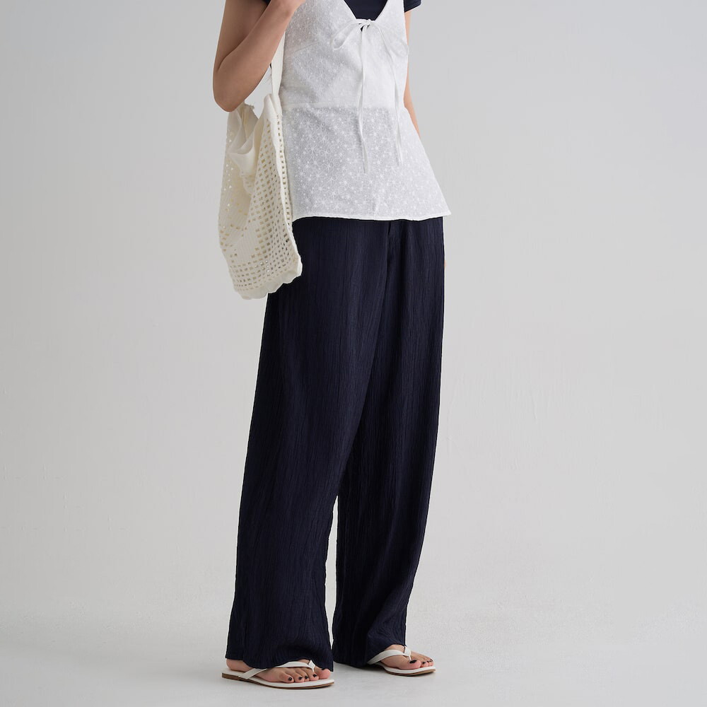 삼성물산 에잇세컨즈 올데이 크리즈 와이드 팬츠 네이비 356821CM3R_이미지