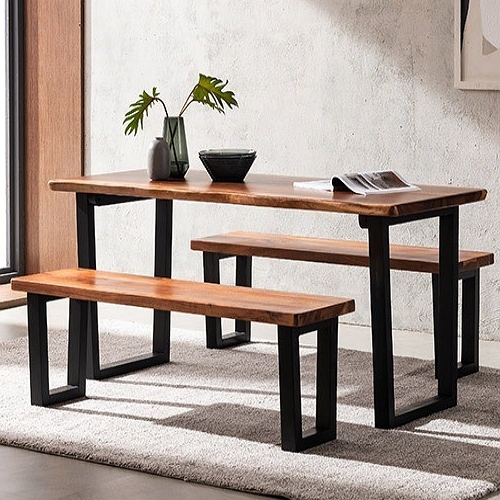 삼익가구 레이븐 로즈우드 우드슬랩 식탁 1600 (벤치2개)