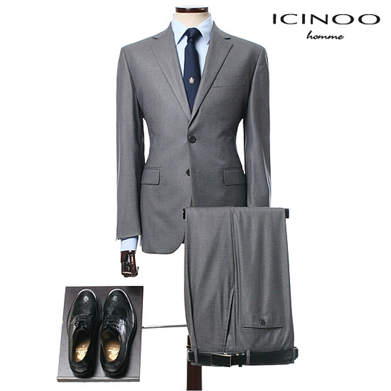 이신우옴므 그레이 솔리드 투버튼 정장수트 HDE5J6112_HDE5P6112-GY