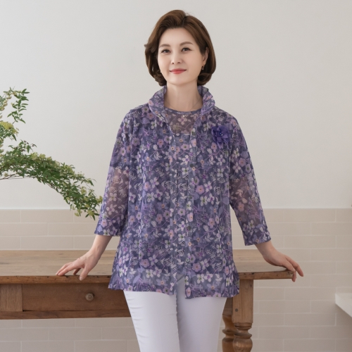 티엔피인터내셔날 마담4060 엄마옷 블라썸앙상블여름-YEN2404005-중년여성의류 50대여성의류