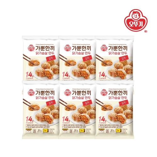 오뚜기 가뿐한끼 닭가슴살 만두 김치 180g (6개)_이미지