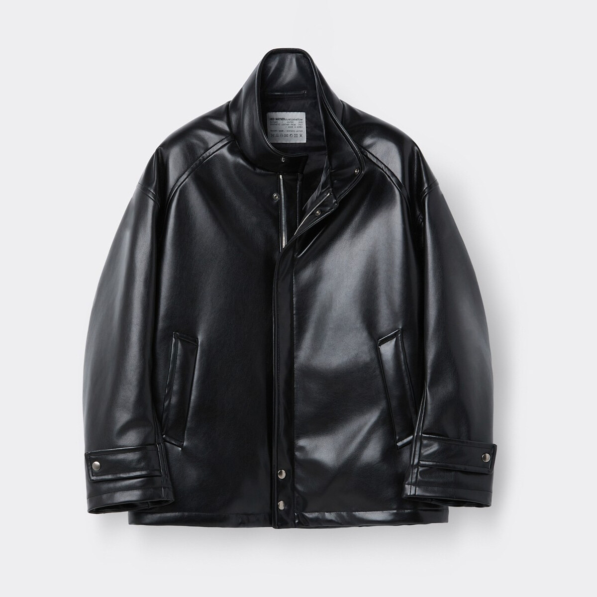 커스텀멜로우 HED MAYNER Black Faux Leather Padded Parka CWUAW25996BKX_이미지