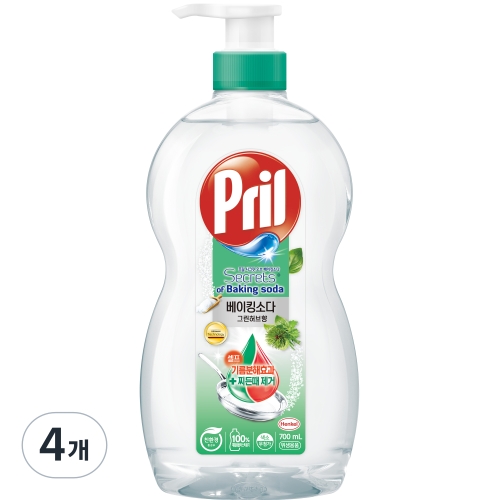 헨켈홈케어 프릴 베이킹소다 주방세제 그린허브 700ml (4개)