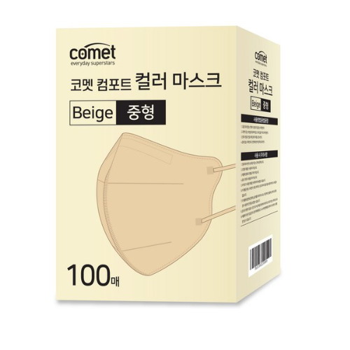 컴포트 컬러 마스크 새부리형 중형 레귤러핏 100개입 1개 베이지