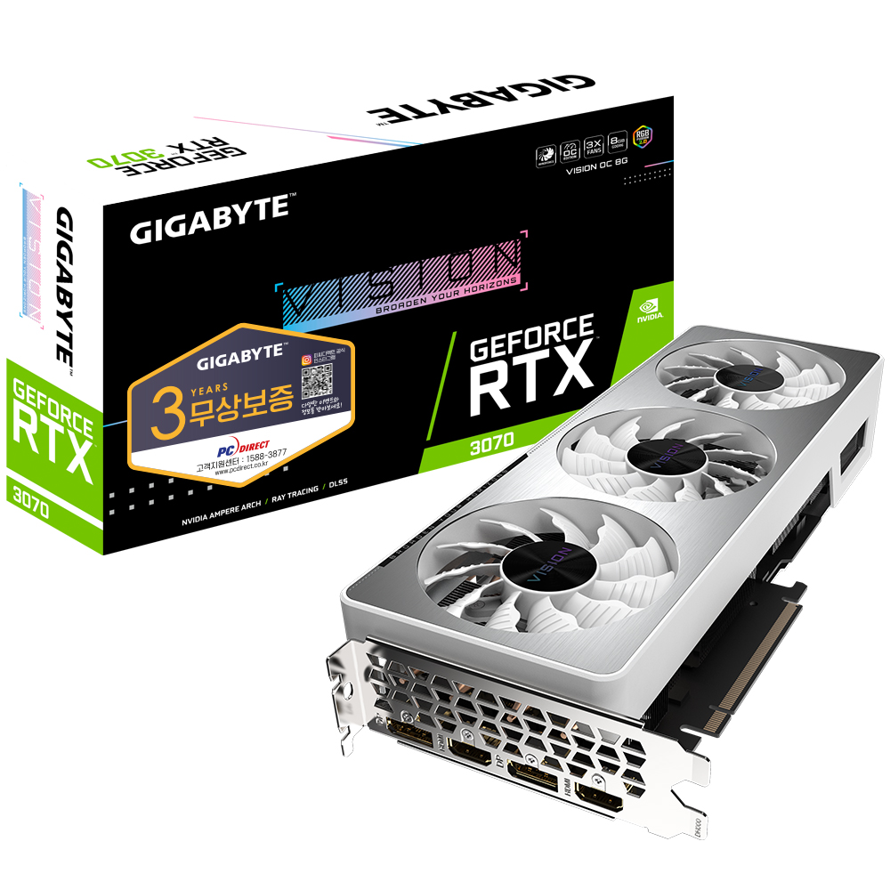 GIGABYTE 지포스 RTX 3070 VISION OC D6 8GB 피씨디렉트