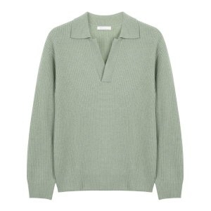 바쏘옴므 울 블렌드 캐주얼 오픈 카라 니트 WSX3WT87A_이미지