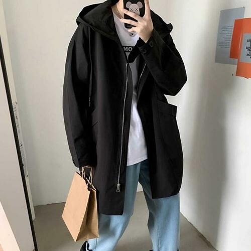  데일리룩 OF4P894S 봄잠바 블랙 컬러 야상 20대 아우터