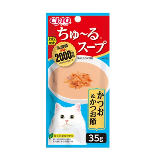 이나바 캣 챠오츄르스프 4연팩 가다랑어&가다랑어포 TCR-143 140g (35g x 4p)이미지입니다. 누르면 해당 게시물로 새창이동합니다.