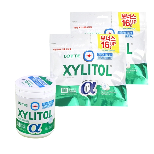자일리톨 껌 알파 용기1개86g+리필2개102g