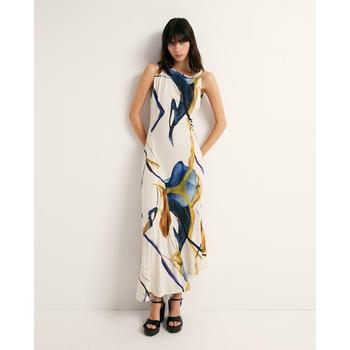 아미 스페라 프린트 폴리 드 민소매 롱 원피스 / 56262111588 BLANCO