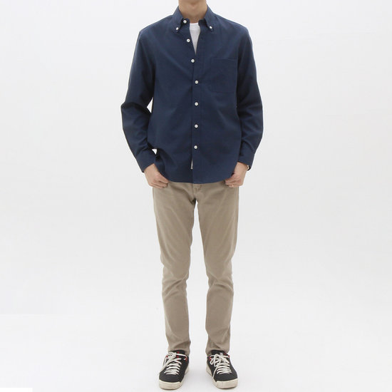더셔츠스튜디오 루즈핏 면혼방 옥스포드 버튼다운 셔츠 (네이비)