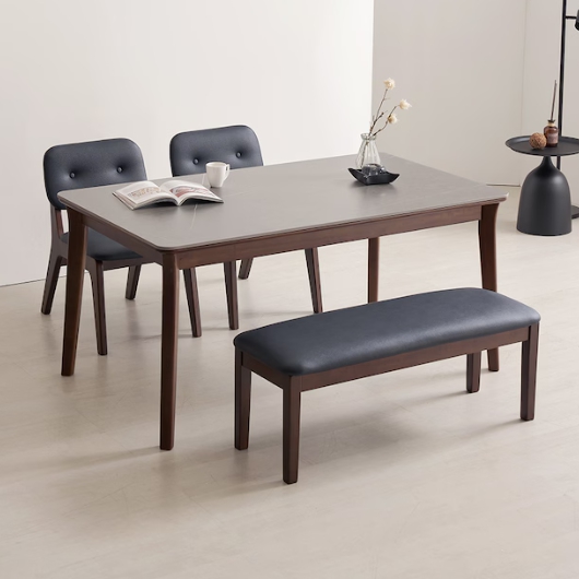 라로퍼니처 롤랑 포세린 통세라믹 낮은 식탁 1400 (의자2개+벤치1개)_이미지