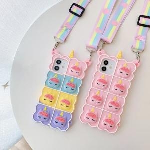 제이큐 갤럭시 노트 유니콘 스트랩 목걸이줄 푸시팝 버블 실리콘 젤리 팝잇 케이스 s21 s20 20fe s10_이미지