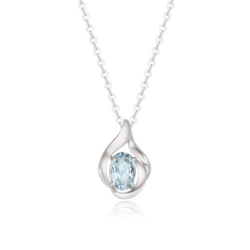 티르리르 14K 화이트골드 글리머 블루 토파즈 목걸이 TNTK4W02903S