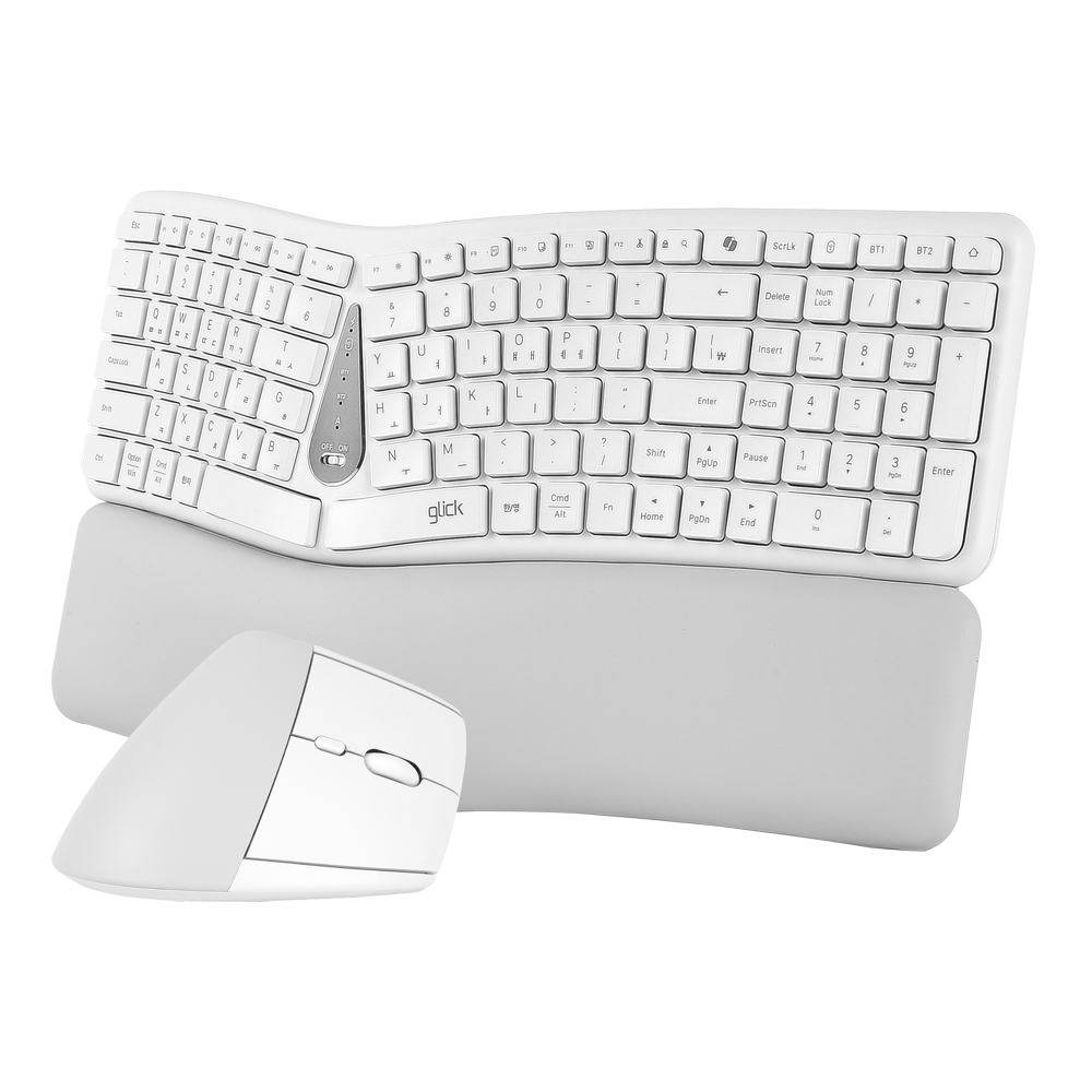 지클릭커 OFFICEPRO 에르고M EMK400 무선 키보드 마우스 세트 (화이트)_이미지
