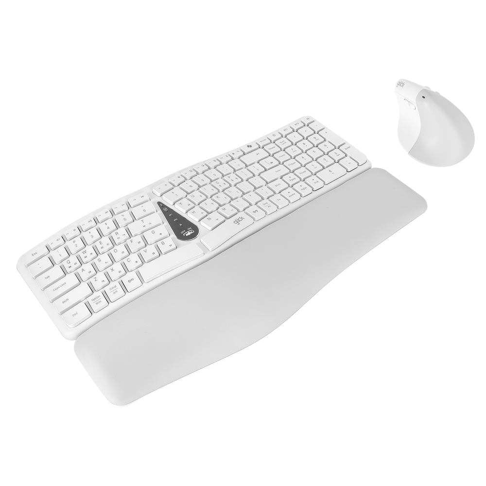 지클릭커 OFFICEPRO 에르고M EMK400 무선 키보드 마우스 세트 (화이트)_이미지