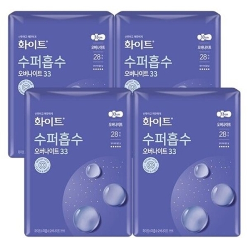유한킴벌리 화이트 수퍼흡수 오버나이트 14개 (8팩(112개))