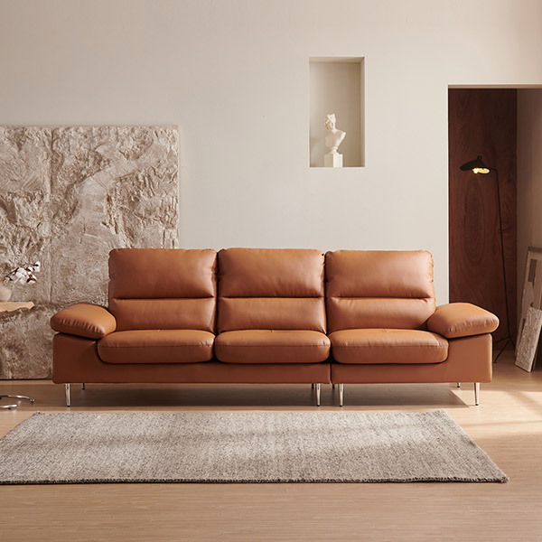 삼익가구 포인 천연가죽 소파 4인용 (스툴별도)