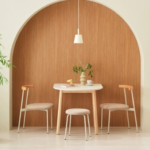 한샘 미나 내추럴 반타원 식탁 1000 (라운드의자2개)_이미지