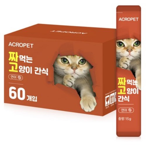 아크로펫 짜먹는 고양이 간식 연어 900g (15g x 60p) (2개)