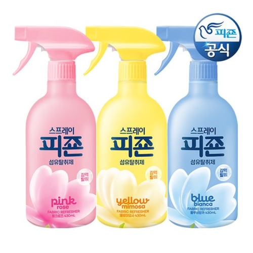 피죤 섬유탈취제 430ml 3종 (핑크로즈+옐로미모사+블루비앙카) (1세트)_이미지