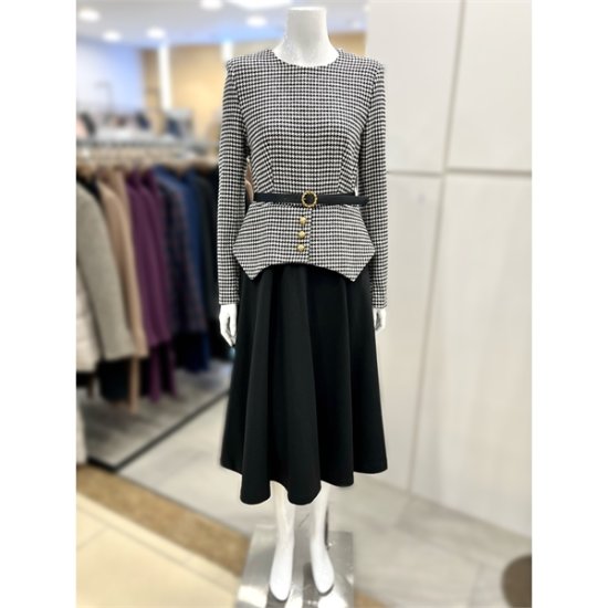 체크배색원피스 A1CWOP500