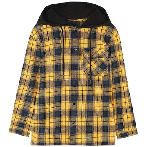 TBJ 루즈핏 다이마루 후드 체크셔츠 T201SH202P