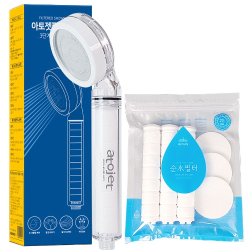 아토젯 녹물제거 필터샤워기 (본체 1개 + 필터 3개 + 헤드필터 3개)_이미지