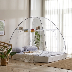 하우쎈스 아치형 모던그레이 원터치 침대모기장 텐트형 130x200-1인용