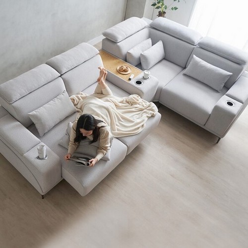 에보니아 미노 코너형 기본형 모션 패브릭 소파 5인용 (홈바형)_이미지