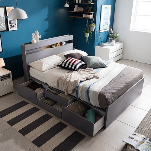 삼익가구 NEW 루시드 4단 서랍 수납 LED침대 Q