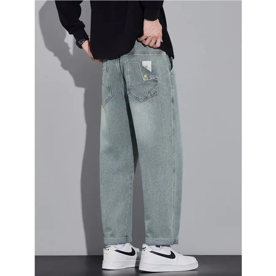 별무늬 청바지 가을 빈티지 일자 워싱 캐주얼 바지 K44Z3T KUK2