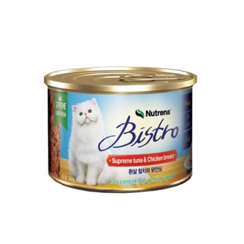카길애그리퓨리나 뉴트리나 캣 비스트로 흰살 참치와 닭안심 캔 160g (1개)