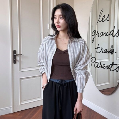 모리스커밍홈 스트라이프 썸머셔츠 여름셔츠 여자셔츠 스트라이프셔츠_M2504BL604A