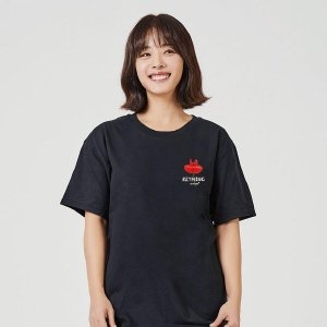 키밍 양귀비 꽃 그래픽 반팔티 오버핏 데일리 W7949B8_이미지